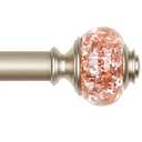 Curtain Rods 32 to 58 Inches (2.6-4.8ft), USFOOK 7/8 InchTelescoping Splicing Drapery Rods for Windows 20 to 54 Inch, Decorative Curtain Rod for Home Decor with Rose Gold Translucent Finials