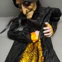 Halloween Hanging Witch Decorations Outdoor, Flying Talking Ghost Decor Light Up Eyes Sound Activated, Outside Indoor Haunted House Prop for Lawn Yard Garden (Hanging Witch)