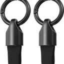 2 x HARFINGTON Car Key Chain Ring Clip Small Leather Keychain Key Fob Key Fob Accessory with Keyrings for Home Car Keys (Gunmetal Black)