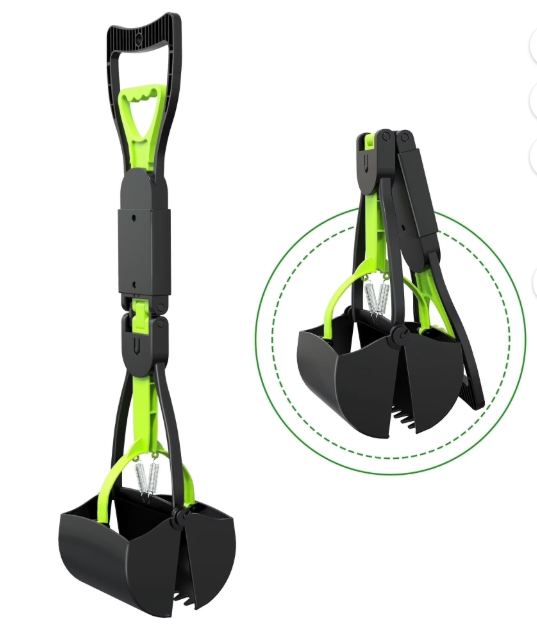Pooper Scooper, Foldable Dog Poop Waste Pick up Shovel with Long Handle High Strength Material and Spring 
