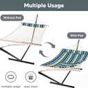 SUNCREAT Hammocks Double Cotton Rope Hammock with Polyester Pad, Heavy Duty Hammock with Steel Stand, Blue&Green