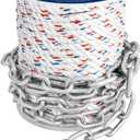 MARINE SYSTEM Anchor Line 3/8 Inch 50 FT 100 FT 150 FT Nylon 3 Strand Anchor Rope with 1/4inch x 6.6ft Galvanized Anchor Chain (3/8 Inch x 100 Ft)