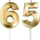 Gold 65th & 56th Birthday Candles,Gold Number 65 56 Cake Topper for Birthday Decorations Party Decoration