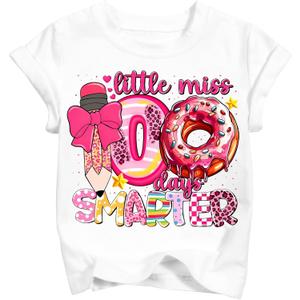 Boys Girls 100 Days of School Shirt Kids Happy 100th Day of School T-Shirts Toddler Graphic Tee Tops 2026 (3T-10T) (White)
