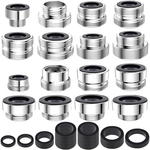 16 pcs Faucet Adapter Kit, CNYMANY Kitchen Aerator Adapter Set Male Female M22 Sink Faucet Adapter Connecting Garden Hose Water Filter Standard Hose via Diverter