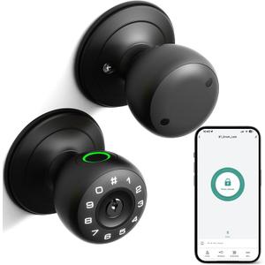 Fingerprint Door Lock,4 in 1 Smart Door Knob with Keypad Code, Biometric & App Control, Auto-Lock, Keyless Entry Door Locks for Bedroom, Home, Garage, Apartment, Office, Warehouse