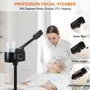 Professional Facial Steamer, Black Facial Steamer Upgrade PTC Heating, Esthetician Steamer Hot Mist Face Steamer for Salon Spa Beauty, Black