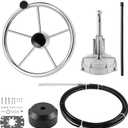 Marine Steering Control Cable, 10ft Cable Outboard Steering Kit 3/4" Standard Tapered Shaft, Marine Steering System for Yachts and Other Watercraft