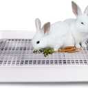 Oncpcare 22x18 Super Large Rabbit Litter Box with Grate for Cage, Extra Large Bunny Restroom Tray Pan Toilet, Fits 2 Rabbits