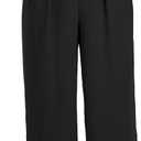 Eytino Plus Size Pants for Women Casual Cross High Waist Business Work Flowy Wide Leg Pants with Pockets, 4X Black