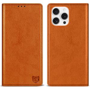 ZZXX for iPhone 16 Pro Max Wallet Case with [RFID Blocking] Card Slot Stand Strong Magnetic Leather Flip Fold Protective Phone Case for iPhone 16 Pro Max Case Wallet(Brown-6.9 inch)