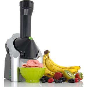 Yonanas Classic Frozen Fruit Soft Serve Maker for Vegan, Dairy-Free Frozen Dessert Treats, Includes 36 Recipes, 200-Watts, Silver