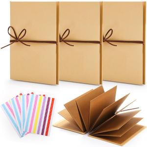 Hacaroa 4 Pack 6 x 8 Inches Accordion Scrapbook, Hardcover Kraft Paper Photo Albums, Stretchable Folding Photo Collection DIY Handmade Adventure Book for Wedding, Graduation, Valentine's Day