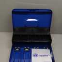 Jssmst Locking Metal Cash Box with Coin Lid, 11.8L x 9.5W x 3.5H Inches, Safe Money Box with Combination Lock, Blue, SM-CB0514BL