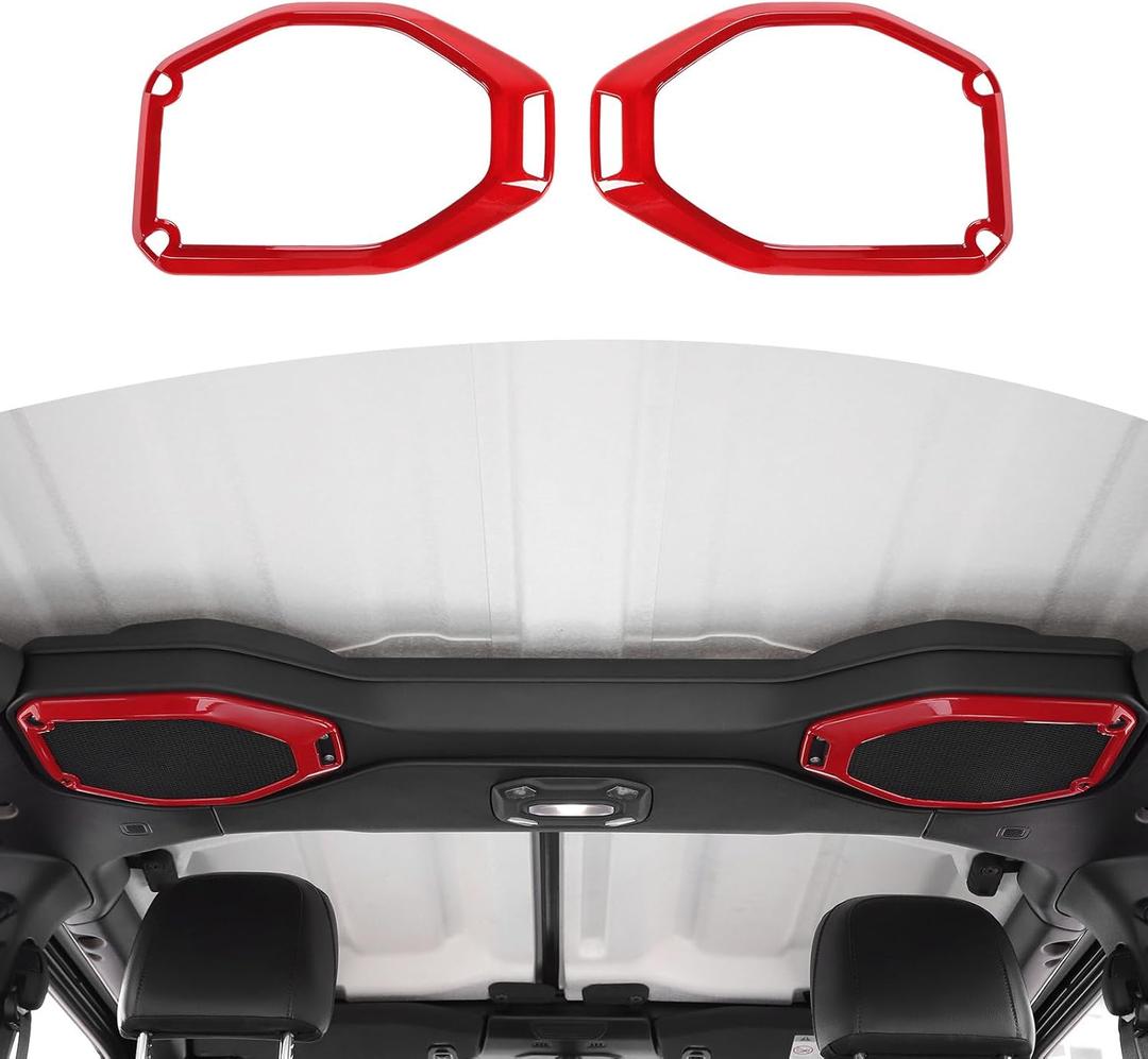 RT-TCZ for Wrangler JL Top Roof Speaker Cover Trim Red for Jeep Wrangler JL JLU Gladiator JT 2018-2023 Red Interior Accessories 2pcs