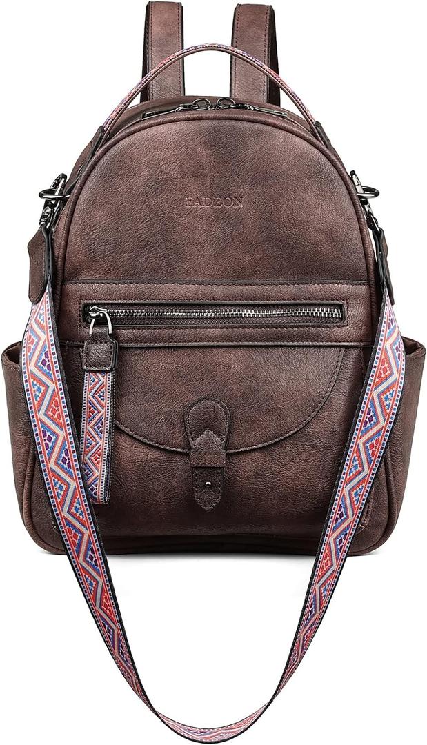 FADEON Mini Backpack Purse for Women, Designer Leather Cute Roomly Small Backpacks, Ladies Shoulder Backpack Fashion Handbag