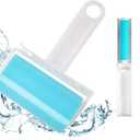 Sticky Lint Roller 3 Pack, Reusable Washable Lint Roller Pet Hair Remover Include Large and Small Size Cleaner for Clothes, Pet Hairs, Carseats (1M-2S, Blue)
