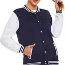 Varsity Jacket Women Men's Baseball School Uniform Button Up Unsex Adult Long Sleeve Coat Fashion Jacket (L)