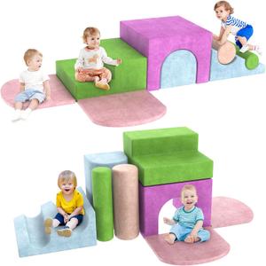 Toddler Climbing Toys Indoor, 8-Piece Soft Foam Blocks for Toddlers, Colourful Blocks for 3 Years Old, Indoor Climb and Crawl Activity Play Set (Purple)
