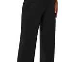 Maternity Pants Wide Leg Pregnancy Pants for Work Sweatpants Loose Maternity Loungepants Pajamawear with Adjustable Belt(Black,Large) (Black, L)