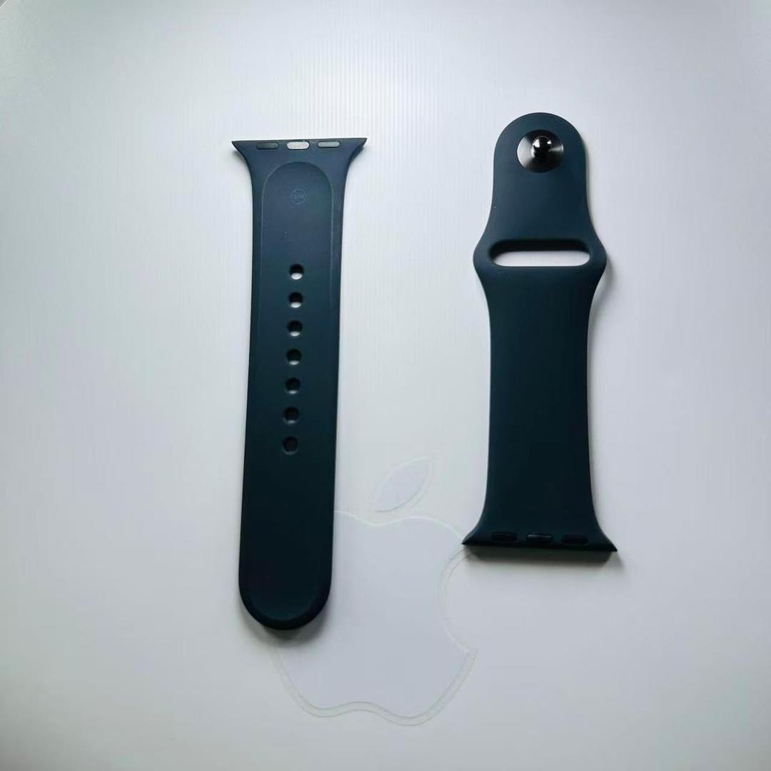 Sport Silicone Band Compatible with Apple Watch, Adjustable, Soft Rubber (Black)