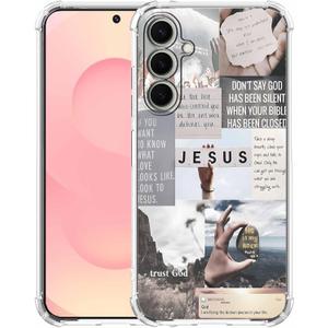 Jesus Quotes Case for Samsung Galaxy S25+,Christian Bible Verse Saying Collage,Unique Soft TPU Bumper Case Compatible with Galaxy S25 Plus