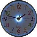 JoFomp Telling Time Teaching Clock, 12 Inch Illuminated Wall Clock for Kids Bedroom, LED Wall Clock Battery Operated, Silent Learning Clock for Kids, Teachers & Classroom, Light Sensor - Auto Lighting