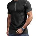 QOSOQ Men's Muscle T-Shirt Bodybuilding Gym Tee Short Sleeve Workout Shirts Fashion Shirt Black (Black, XXL)