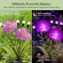 Solar Halloween Lights Outdoor Waterproof, 4 Pack Purple Solar Firefly Swaying Lights with Flowers, Flower Light Garden Decor for Halloween Christmas Outside Yard Patio, Gifts for Women Grandma