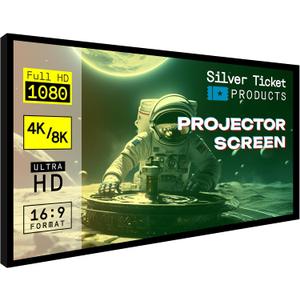 Silver Ticket Products STR Series 6 Piece Home Theater Fixed Frame 4K / 8K Ultra HD, HDTV, HDR & Active 3D Movie Projection Screen, 16:9 Format, 100" Diagonal, White Material STR-169100