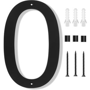 2 x 8 Inch house numbers for outside, Large Modern Black House Numbers Floating Acrylic Door Numbers with Nail Kits, Easy to Install for Exterior House Address Mailbox Garage Street Yard(Number 0)