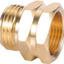 Brass Pipe to Hose Connector Fitting, Female Pipe Thread x Male 3/4 Hose Thread(2 Pack) (3/4NPT female to 3/4 GHT male)