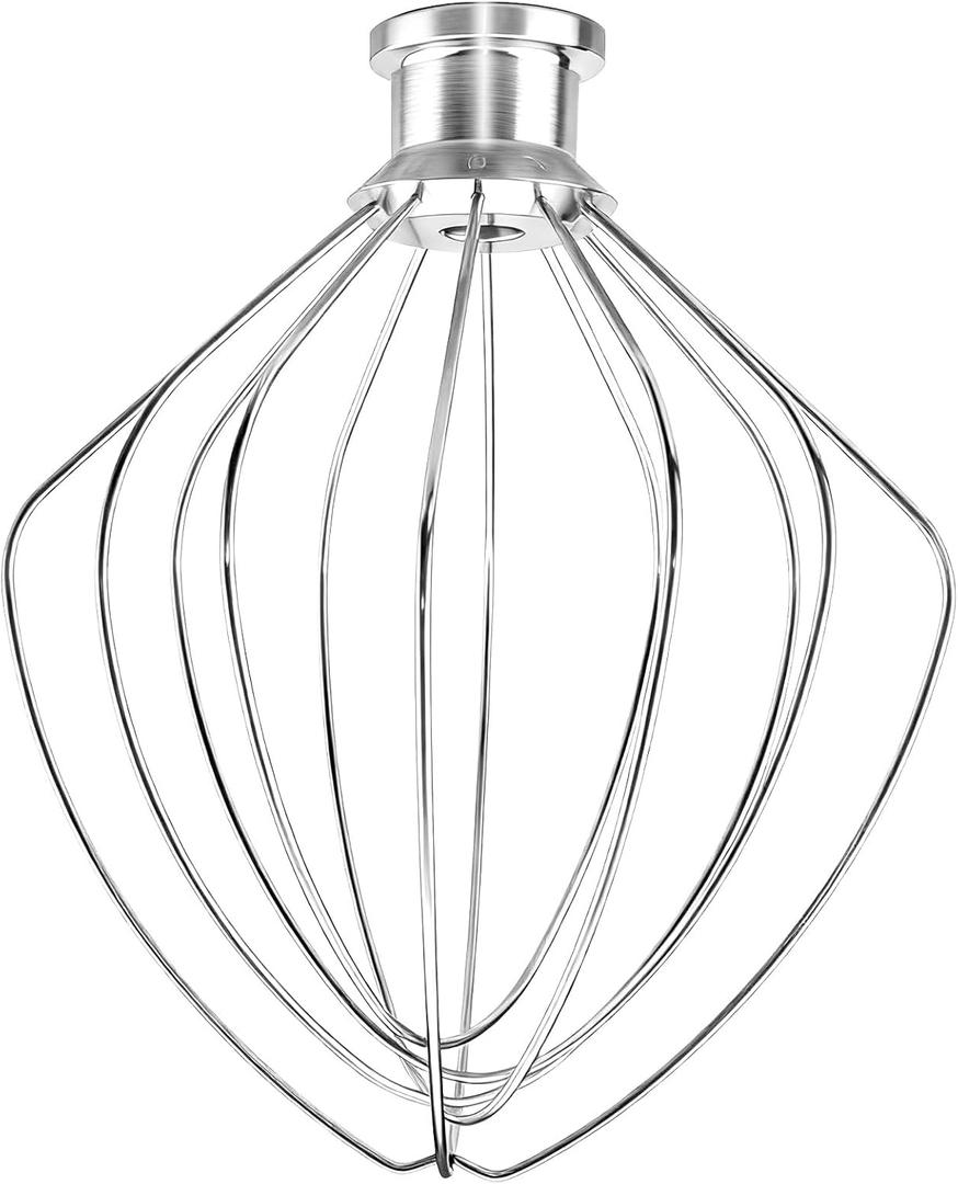 KN256WW 6 Wire Whip Attachment for KitchenAid 5 5.5 6 Quart Bowl Lift Stand Mixer, Dishwasher Safe, All Stainless Steel Balloon Whisk, 6 Wire whip for Kitchenaid KSM55,5KSM60, KP26/KP26/KL26