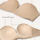 Strapless Bra Non-Slip No Underwire Padded Bandeau Multiway Smoothing Bras Convertible Straps (32D, Nude)