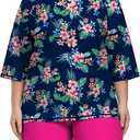 Inno 2 Piece Women's Plus Size Rash Guard Set Quick Dry Swimsuit UPF 50+ Bathing Suit Swim Shirt and Shorts 1X-6X, Red Floral, 4X