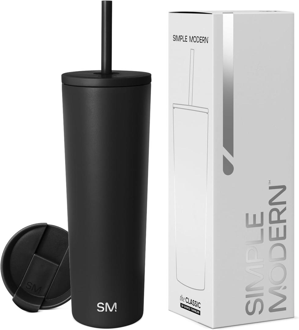 Simple Modern Insulated Tumbler with Lid Iced Coffee Cup Reusable Stainless Steel Water Bottle Travel Mug | Gifts for Women Men Her Him | Classic Collection | 24oz