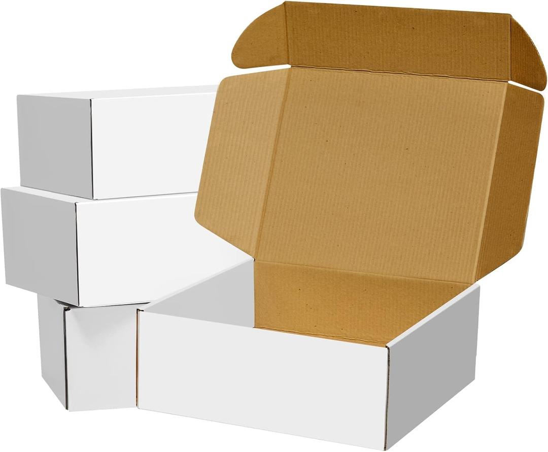 BoShahai 30 Pack 8x6x3 inches White Shipping Boxes, Corrugated Mailer Boxes, Packaging Boxes for Products, Recyclable Cardboard Box, Flat Literature Mailers for Gifts, Clothings by Mailing
