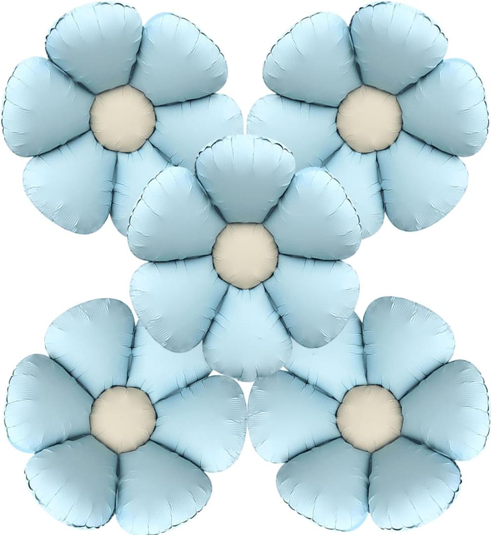 PLAP Flowers Birthday Party Balloons Daisies Happy Birthday Party Decorations (Blue)
