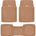Motor Trend FlexToughXL Floor Mats for Cars Full Set, All-Weather Rubber Automotive Floor Mats, Waterproof Heavy Duty Car Mats, Flexible Floor Liners for Car Truck Van SUV, Car Floor Mats (Beige)