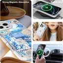 Magnetic for iPhone 16 Pro Case [Compatible with MagSafe] Seashell Ocean Blue Whale Retro Collage Design, Clear Slim Shockproof Phone Cover for Women Men