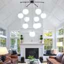 Globe Chandelier 10-Light Globe Glass Chandeliers for Dining Room Mid-Century Pendant Light Fixture for Living Room Kitchen Island Bedroom Entryway