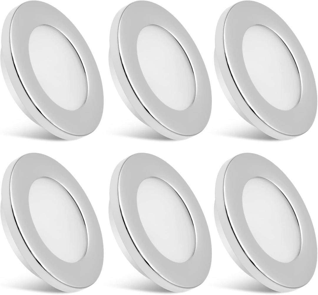 RV Recessed Mount Ceiling Light 2.712V Down Light for Camper Van Truck Boat Interior Ceiling Kitchen Cabinet Lighting 6000K 2 Watts, Pack of 6