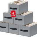 Criusia Large Blanket Storage Basket - 6 Pack Fabric Storage Bins for Closet Shelf, Storage Baskets for Clothes Toys, Home Organization Bins with Handles for Living Room, Nursery, Bedroom (Grey)