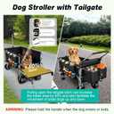 Dog Wagon for Medium & Large Dogs, Folding All-Terrain Dog Stroller Wagon with Tailgate (Extra Space), Multiple Pockets & Storage Baskets, Adjustable Handle, One-Step Brake, Heavy Duty Pet Wagon