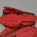 10 Pcs Large Poinsettias Christmas Tree Flower Glitter Silk Flower Picks Ornaments for Wreath Garland Wedding Decoration (Dark Red)