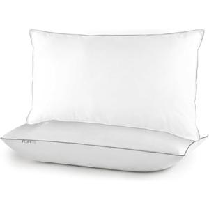 FluffCo Zen Down Alternative Standard Size Pillow with Soft Microfiber Fill - Plush Cloud-Like Comfort for Side & Back Sleepers - Hypoallergenic Bed Pillow for Deep Sleep & Neck Support