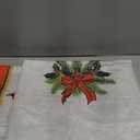 Horaldaily Christmas Tablecloth 7070 Inch Round, Poinsettia Golden Ribbon Washable Table Cover for Party Picnic Dinner Decor (Red)