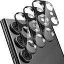 Suoman 3-Pack Samsung Galaxy S25 Ultra Camera Lens Protector, 9H Hardness Tempered Glass Film, [Unobstructed Flash] Individual Metal Protective Cover -Black