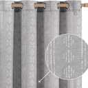 jinchan Boho Curtains for Living Room Farmhouse Grey Curtains 63 Inch Length for Bedroom Grommet Semi Sheer Drapes Geometric Striped Printed Mudcloth Light Filtering 2 Panels Set (50"W x 63"L (Pack of 2))