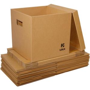 Vinyl Record Storage Box for 12" Records & Moving - Sturdy Cardboard with Removable Lid, Holds Up to 60 Vinyls/Laser Discs (Set of 8)